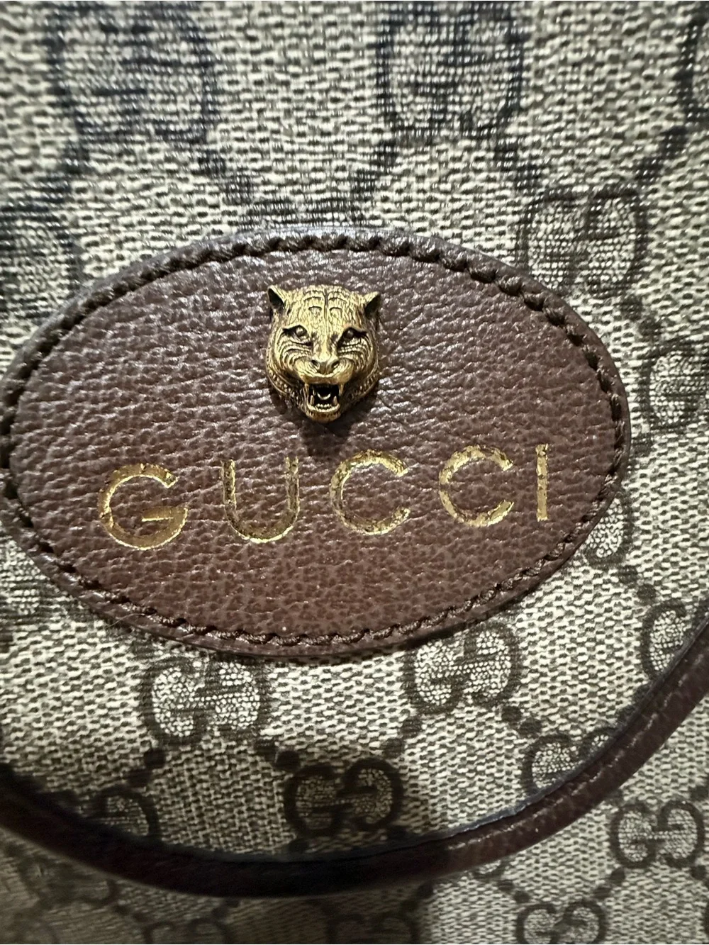 Gucci Beige GG Canvas Messenger with Brown Trim and Green-Red Strap
